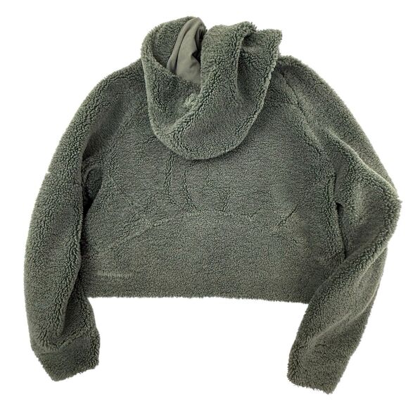 Lululemon Scuba Oversized Half-Zip Fleece Hoodie Size M/L Sherpa Green Cropped - Picture 3 of 14